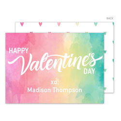 Rainbow Watercolor Valentine Exchange Cards